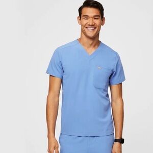 FIGS Leon 3-Pocket Scrub Top Ceil Blue XL Men’s Medical Uniform FM1500 PO 1801